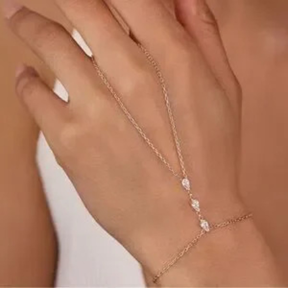Silver Zirconia Elegant Water Drop Hand Bracelet